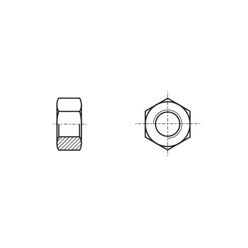 DIN 934 6 zinc Hexagon nut with thread tolerance 7H креслення