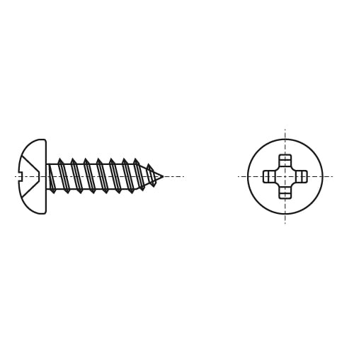 DIN 7981-C oxide Self-tapping screw with a half-round head PH креслення