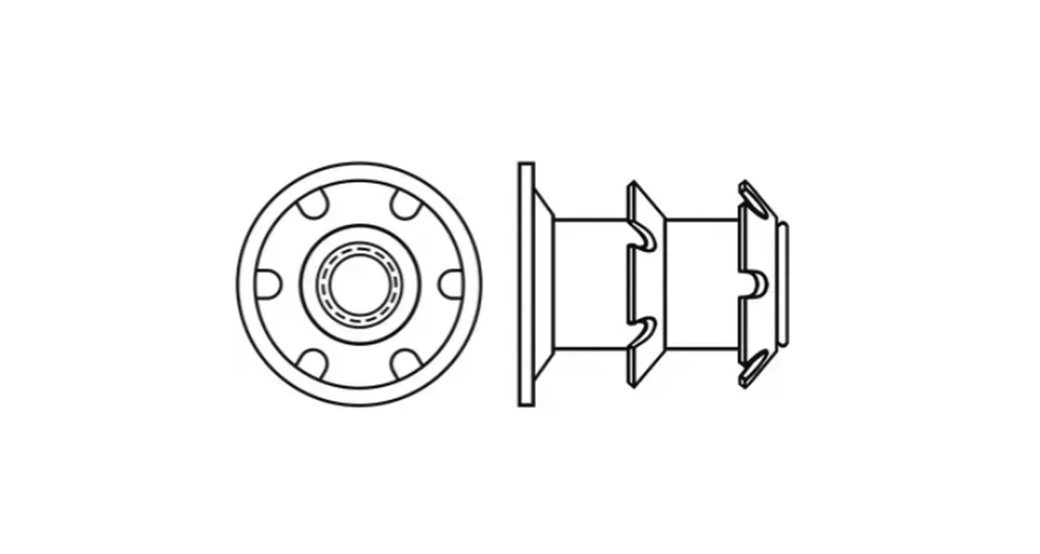 Гайка цинк забивная корончатая для круглой трубы с фланцем креслення