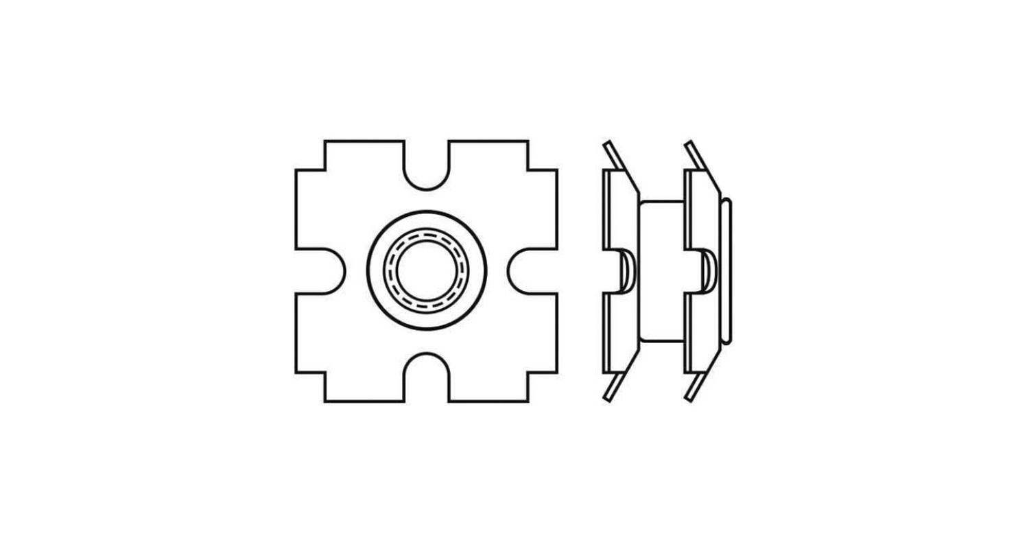 Гайка цинк забивная корончатая для квадратной трубы Dinmark