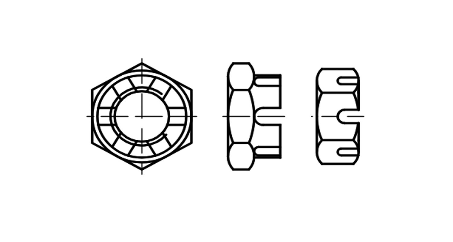 DIN 979 zinc Low flare nut with fine thread pitch креслення