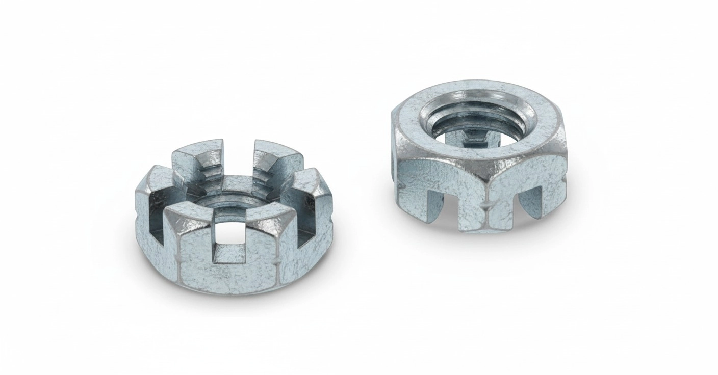 DIN 979 цинк Гайка корончата низька з дрібним кроком різьби