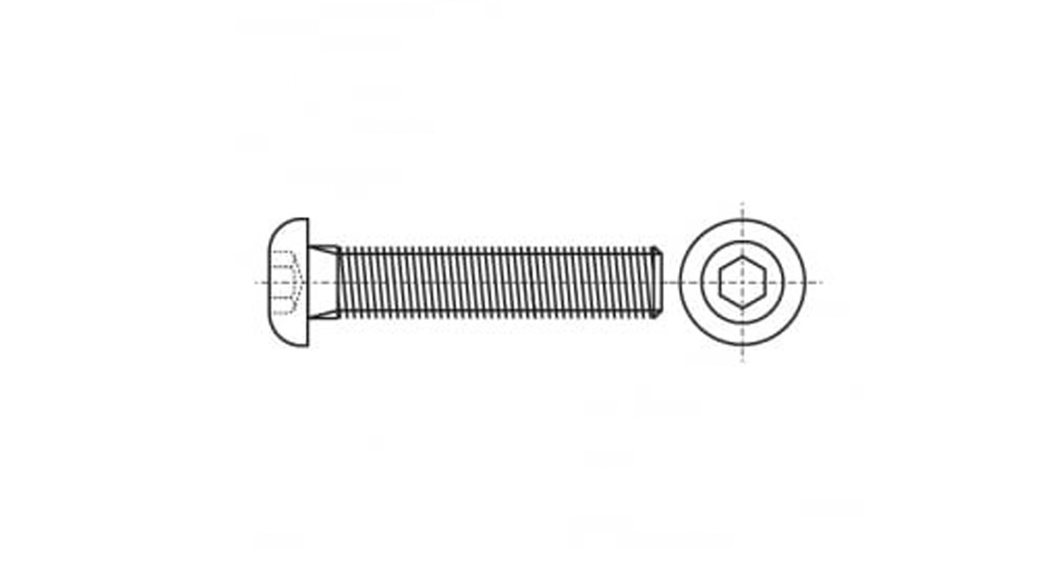 ISO 7380-1 10.9 zinc-nickel black Bolt with semi-round head and internal hexagon креслення