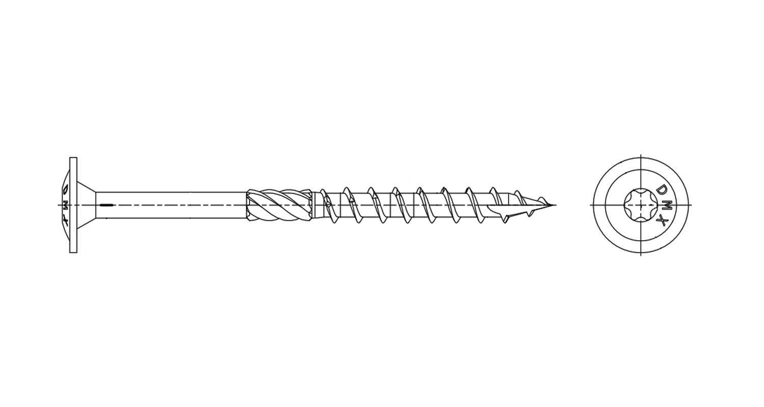CT zinc Structural screw with semi-round head Domax креслення