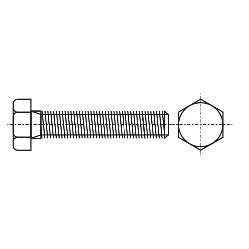 Болт DIN 933 1x1 1/2 (38 mm) Grade 5 (~8,8) UNC креслення