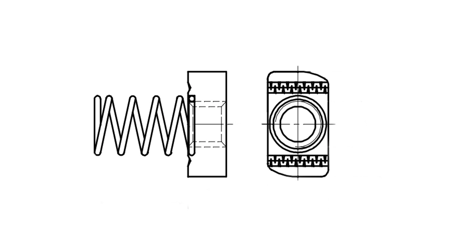 AN 616 цинк Гайка монтажна з довгою пружиною креслення