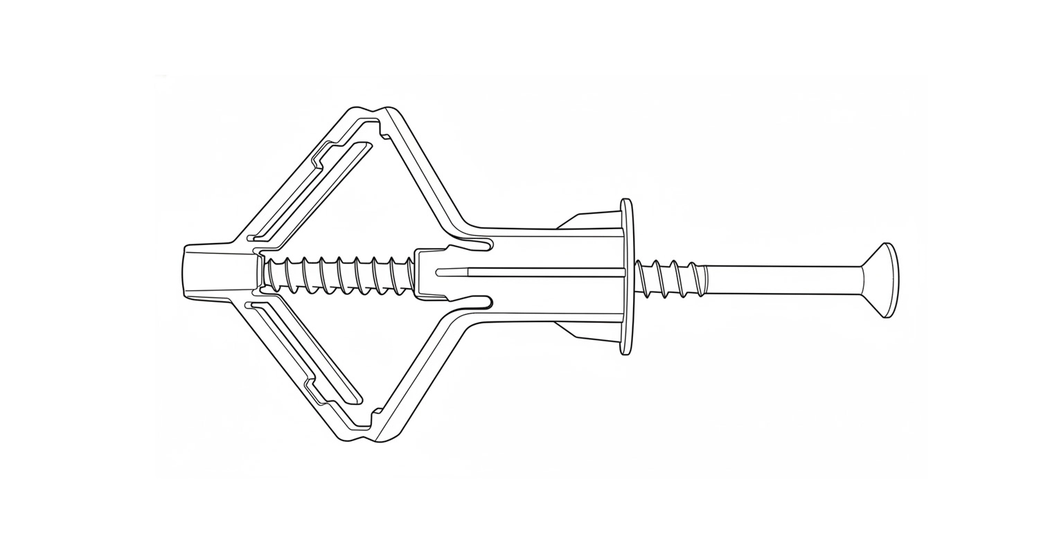 TNF polypropylene wall plug + screw креслення