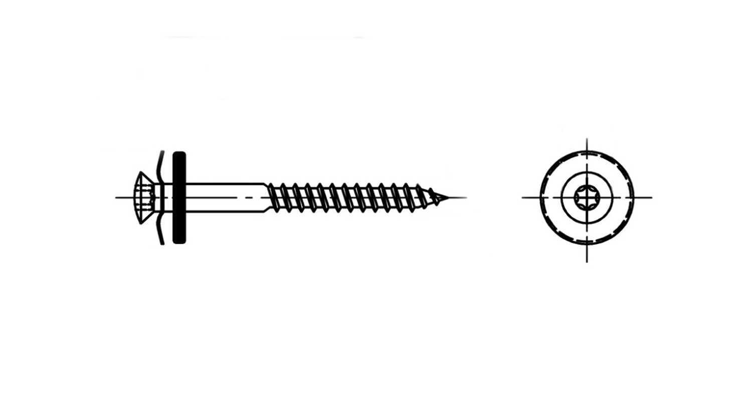 ART 9087 A2 15 mm Torx screw with a semi-countersunk head and a loose EPDM washer Dinmark