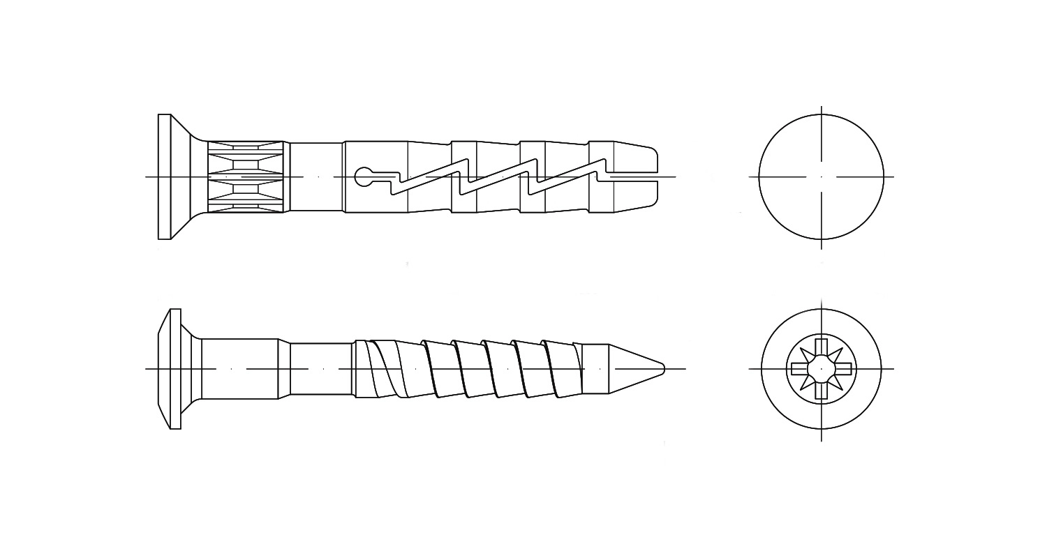 FX-L Koelner Screw-In Anchor креслення