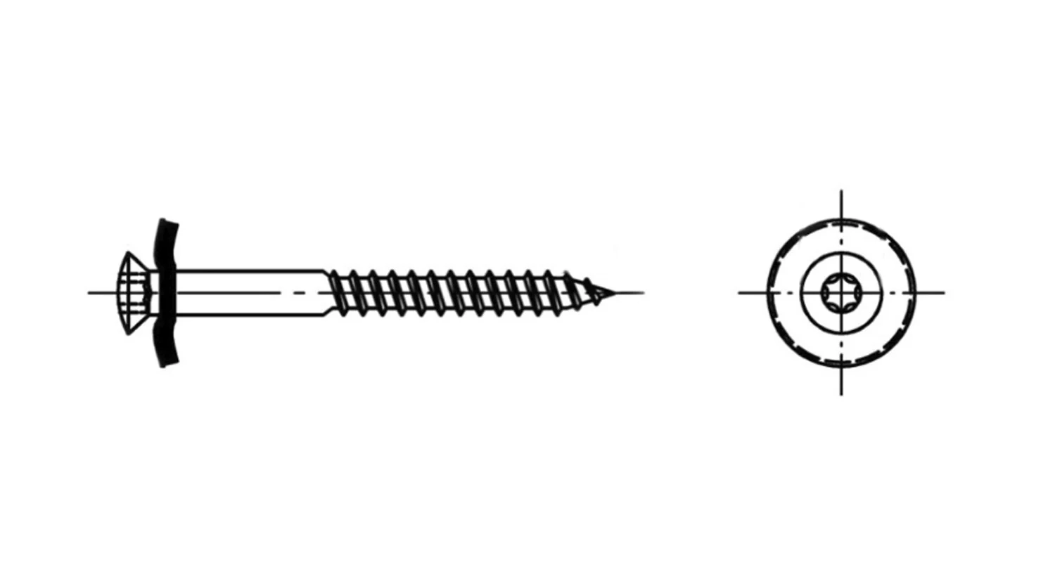 Шуруп ART 9087 M4,5x25 A2 torx RAL 9010 креслення