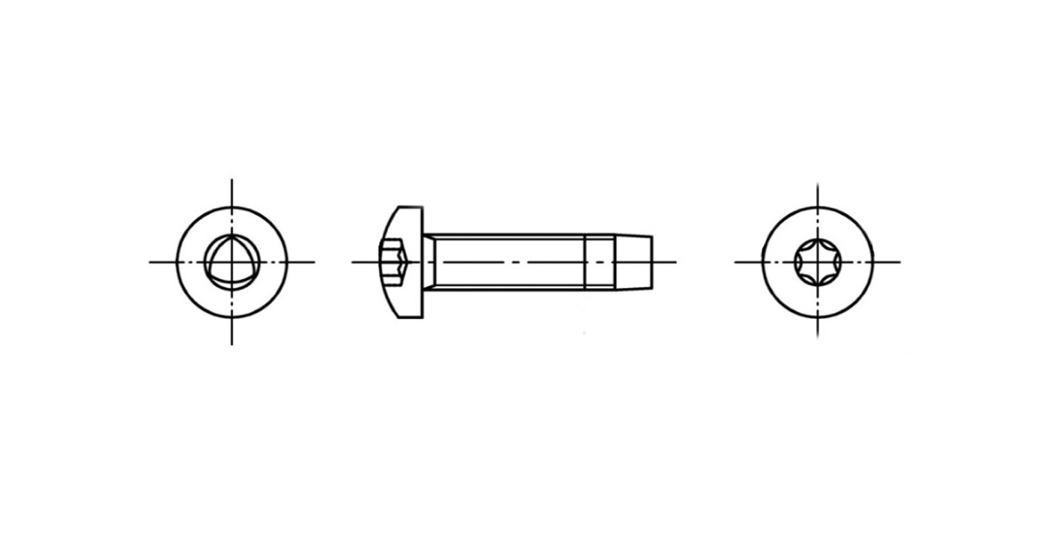 Винт DIN 7500 C M5x8 A2 torx креслення