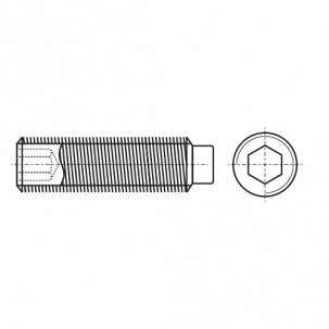 DIN 915 45H Гвинт установочний з внутрішнім шестигранником і цапфою сталевий креслення