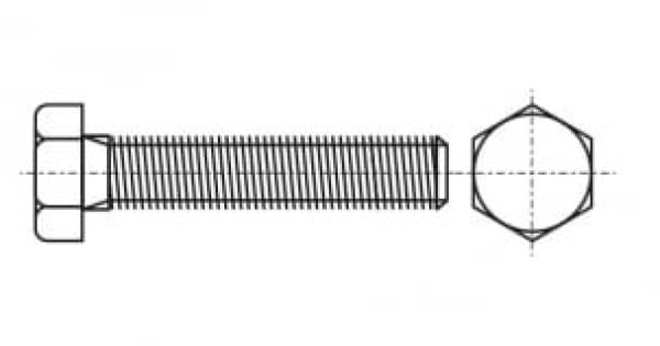 Hexagonal head bolt with full thread, fine thread pitch DIN 961 