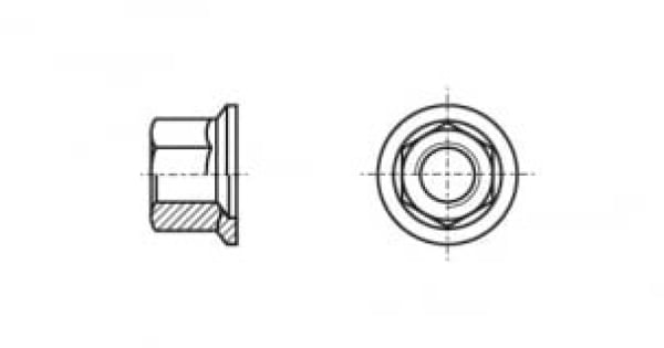 DIN 74361 H Spherical hexagon nut with flange