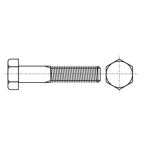 ISO 8765 Hexagonal head bolt with partial thread, fine thread pitch