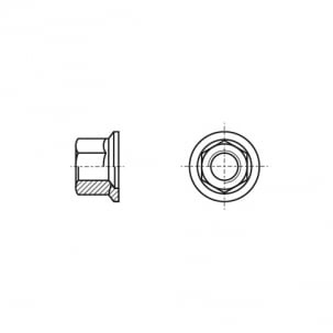 DIN 74361 H Spherical hexagon nut with flange